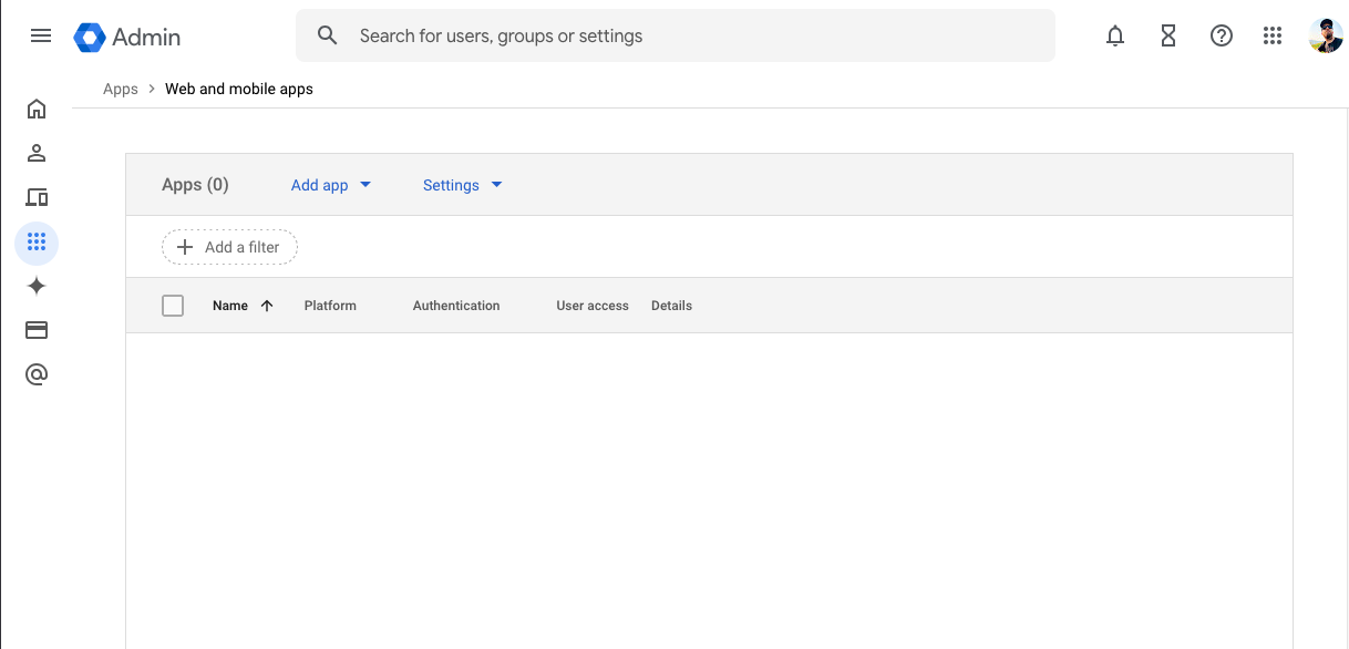 Google Console Web and Mobile Apps