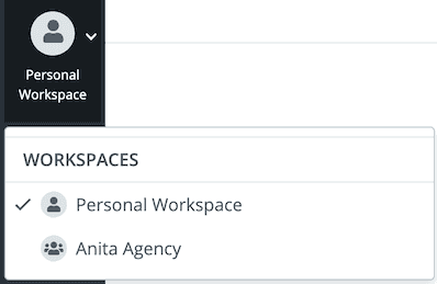 Workspace switcher shows a personal and Agency workspace