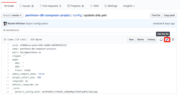 system.site.yml file open in GitHub