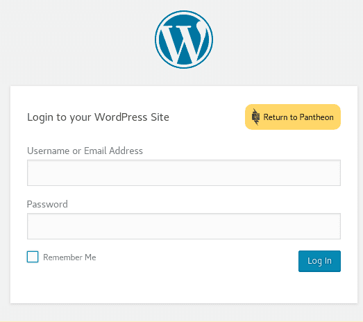 WordPress login with Pantheon button