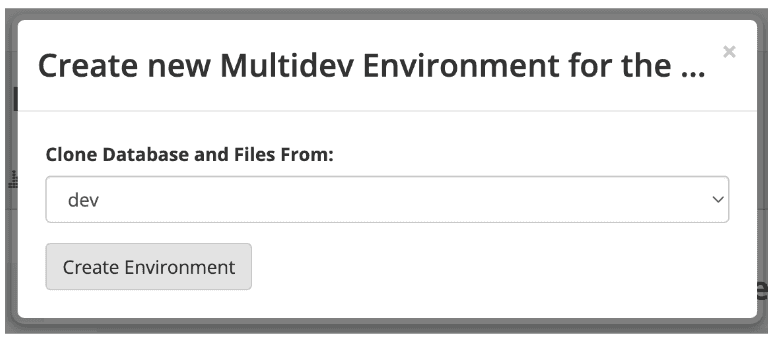 Create new Multidev Environment from Dev