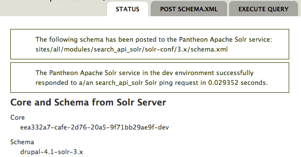 Pantheon Apache Solr status