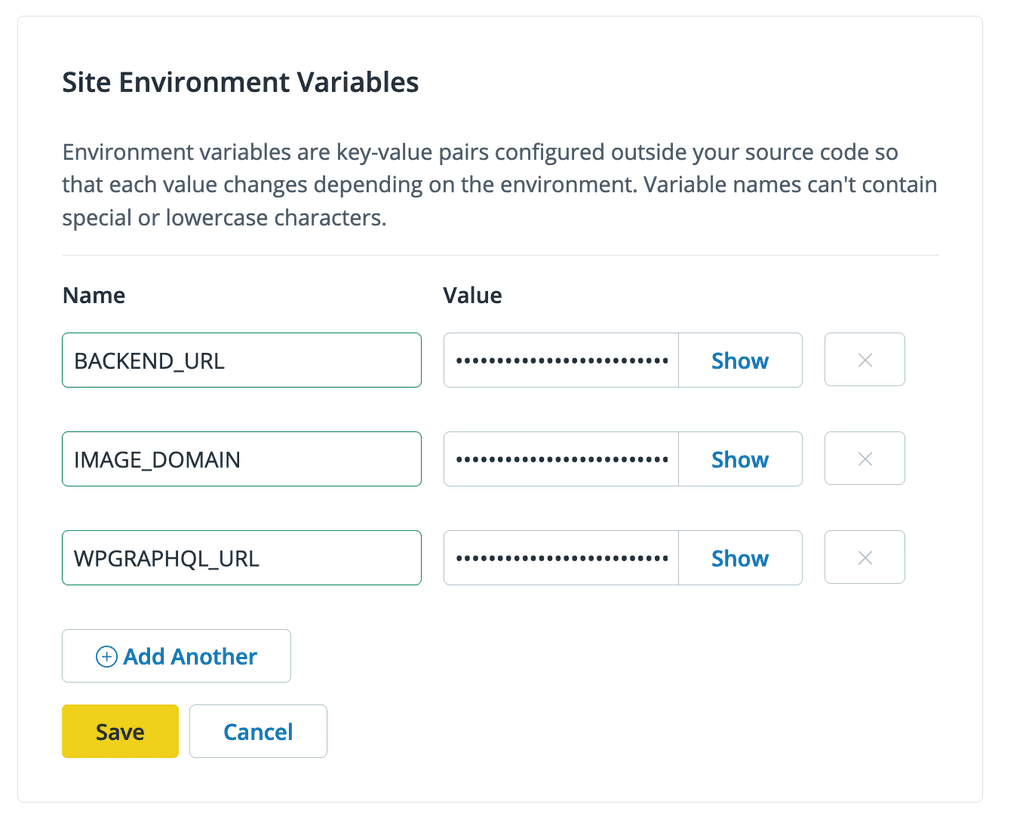 Site Environment Variables