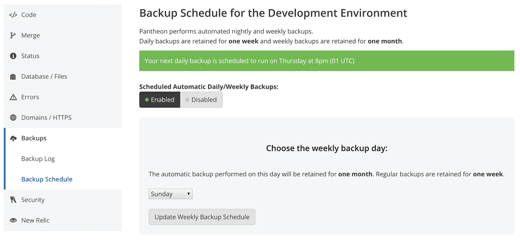 Backup Schedule