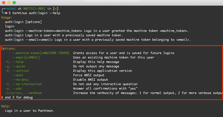 Terminus Help Command Example