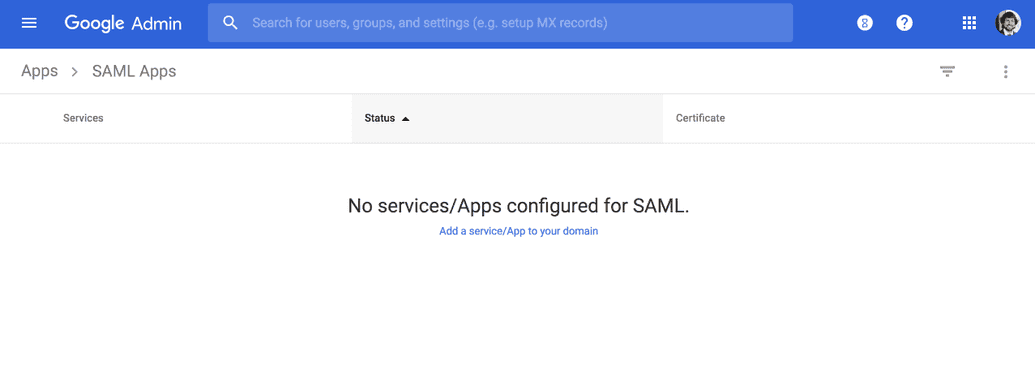 Google Apps SAML No Apps