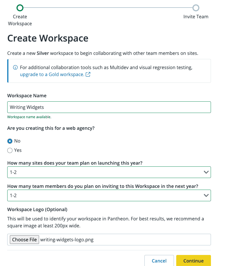 Adding Workspace Information