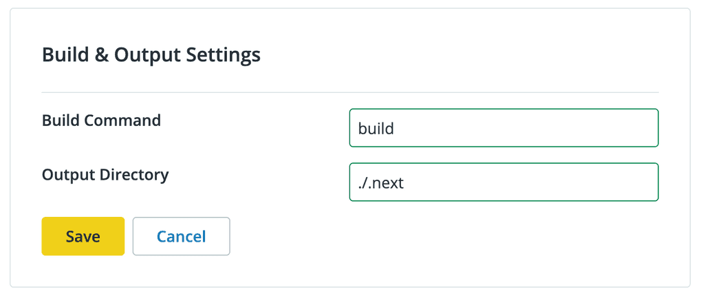 Build and Output Settings