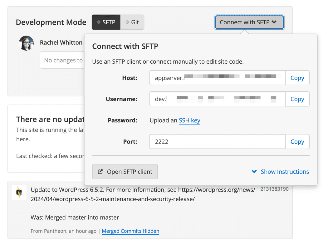 Open in your default SFTP client