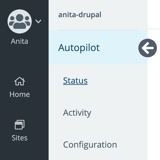 Autopilot Sidebar - The sidebar shows links to Status, Activity, and Configuration screens.