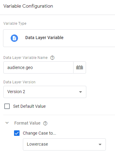Change Case to Lowercase and Data Layer Variable