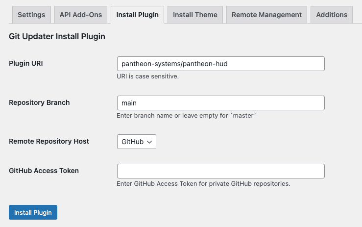 Git Updater Install Plugin