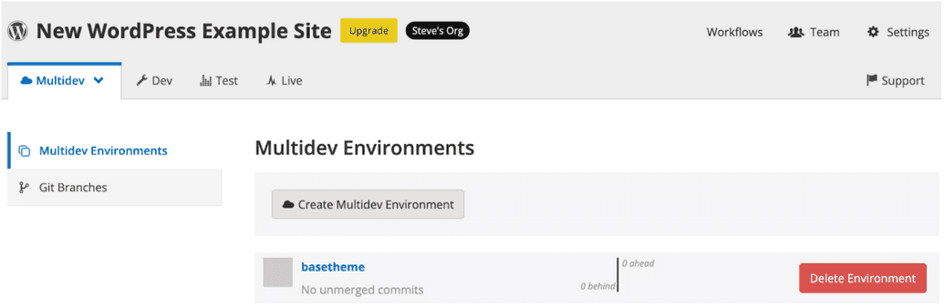 Fig. 6.4 - Your new Multidev environment for the basetheme feature branch