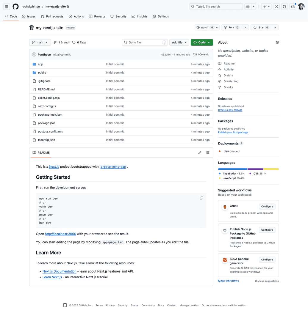 GitHub repository with sample code for Next.js site on Pantheon GitHub repository with sample code for Next.js site on Pantheon