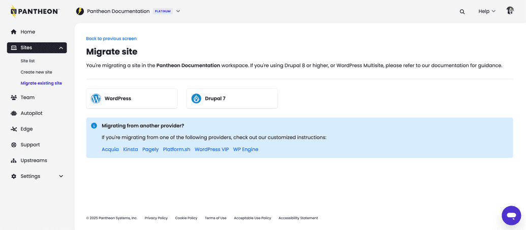 Enter URL and select CMS
